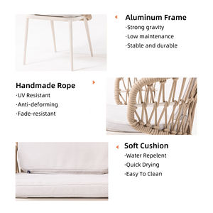 Ensemble de mobilier d'extérieur en aluminium de luxe, table et chaises de salle à manger de jardin moderne pour hôtel, complexe hôtelier, restaurant commercial - Product Image 4