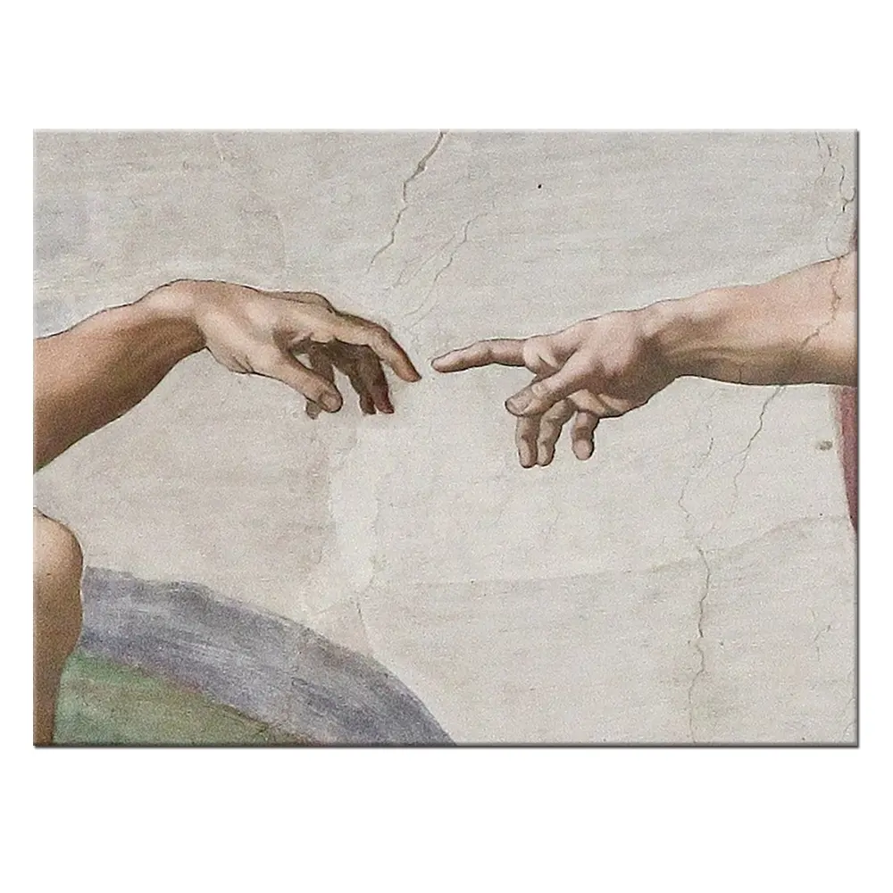 Italiaanse Schilder Michelangelo Buonarroti Oude Creatie Adam Handen Olieverf
