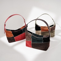 Nouveau sac à main élégant pour femmes, sac à bandoulière en daim véritable, couleur contrastée, design tendance