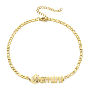 Bracelet zodiaque <span class=keywords><strong>Amazon</strong></span> Bracelet de cheville zodiaque vintage en acier inoxydable plaqué or 18 carats pour femmes personnalisées - Product Image 6