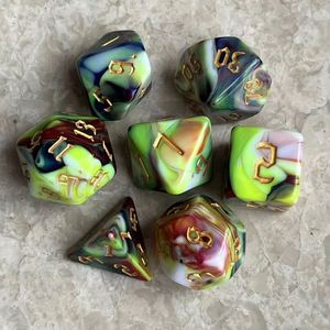 Nouvel ensemble de dés polyédriques transparents à couleurs mélangées pour D&D, jeux de rôle et jeux de société - Product Image 1