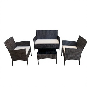Hot Selling Modern Contemporary 4 PCS <b>Rattan</b> Garden Patio Set with Cushions Steel Frame for Indoor/<b>Outdoor</b> Use All-Weather - Product Image 1