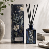 Diffuseur à bâtonnets liquides de luxe OEM 120 ml, parfum floral sombre, avec huile parfumée, emballage personnalisé écologique pour marques de boutiques et de produits d'intérieur