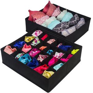 Grosir 4 Pak pengatur penyimpanan kain lipat bentuk persegi kaus kaki dapat dilipat kotak laci <span class=keywords><strong>Bra</strong></span> untuk penyimpanan pakaian dalam kain - Product Image 3