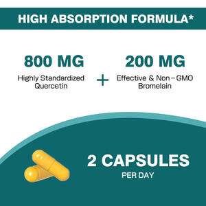 Cápsulas de Quercetina Antioxidante de Alta Absorción, Bromelina 100% Natural y Orgánica, Fórmula Sin Rellenos para la Salud Digestiva - Product Image 3