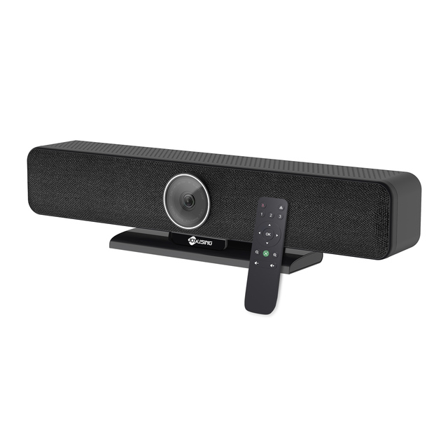 4k Video bar with AI Face Tracking and Auto Zooming Feature for Medium Rooms Video Collaborations