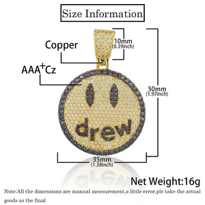New Personality Hip-hop Drew Smiling <b>Face</b> Pendant Luxury Micro-inlaid Zircon Men's Necklace - Product Image 2