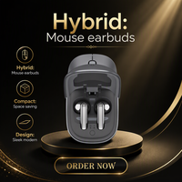Souris sans fil 2 en 1 avec étui de charge intégré et écouteurs, accessoire pour ordinateur portable et ordinateur de bureau