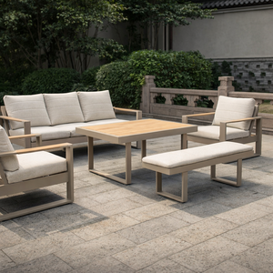 Ensemble de canapés de patio en aluminium pour jardins, cours arrière et patios, résistant aux intempéries, 7 pièces, canapé d'extérieur, assemblage facile requis - Product Image 1