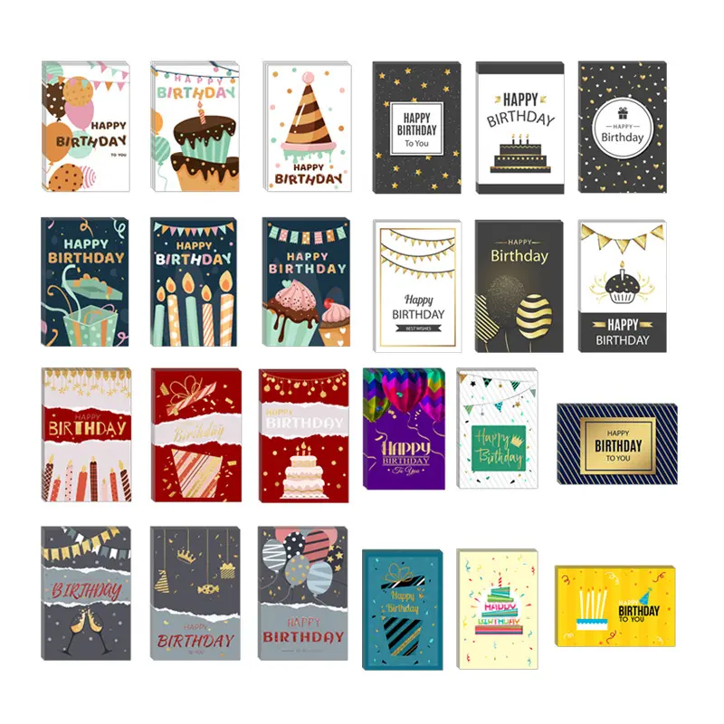 Custom Greeting Cards Happy Birthday Cards Set Bulk Boxes Unique Designs With Envelopes