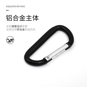 D Type Carabiner Flattened Zinc Alloy Key Ring Metal Hardware Accessory Universal Use - Product Image 1