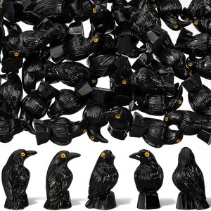 Set de Adornos de Resina Negros de Cuervos de Halloween, Hechos a Mano, Artísticos, Pintados a Mano, Pequeños, Decoración Temática de Animales - Product Image 1