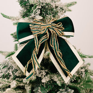 Luxury Gold Velvet Butterfly Flocked Christmas Bows for <b>Tree</b> Decorations-Eco-Friendly Reusable Home Holiday Decor - Product Image 6