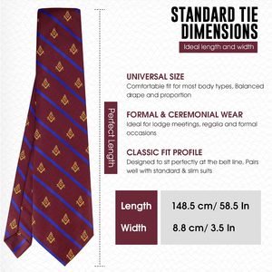 Cravate en soie 100% de luxe, couleur unie, athlétique, avec impression personnalisée internationale maçonnique, logo et forme personnalisables, pour hommes, en vente - Product Image 1