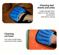 Gant de toilettage portable bleu classique pour animaux de compagnie, grande surface, lavable, anti-statique, pour chats, chiens, lapins, nettoyeur de poils multi-usages avec œillet