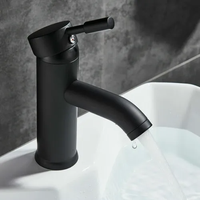 Robinet de salle de bain moderne noir à une poignée Robinet de lavabo Mélangeur d'eau froide et chaude Robinet de lavabo