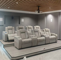 Juego de sofá de película ajustable eléctrico Premium, asientos de cine en casa de cuero nuevo, Villa de lujo, iluminación Led, sofás reclinables cinematográficos