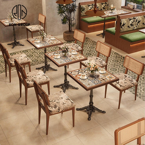 <span class=keywords><strong>Vintage</strong></span> commerciale su misura in velluto di legno caffè e ristorante tavolo e sedia Set divano mobili stand per Hotel caffetteria - Product Image 2