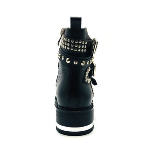 Mano tachonado remaches Chapado en negro tacón plataforma de roca botas de cuero de las mujeres para las mujeres - Product Image 5