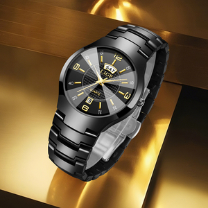 <span class=keywords><strong>Relojes</strong></span> de Cerámica Negros para Mujer con Indicador de Semana, Reloj Elegante de Vestir para Dama, Reloj de Pulsera con Fecha y Números Arábigos - Product Image 3