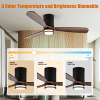 Ventilateur de plafond HSG Modèle 709 52'' en métal et bois, style rétro, avec éclairage LED tricolore, télécommande, 6 vitesses, économe en énergie, garantie 5 ans pour la maison