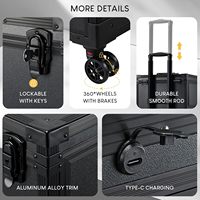 Trousse de maquillage professionnelle avec miroir éclairé par LED étui de train de maquillage roulant grand chariot de cosmétologie Salon étui cosmétique de voyage