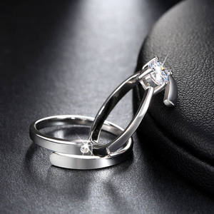 Valentinstag Geschenk Versprechen Hochzeit Verlobung sring Feiner Schmuck CZ Sterling Silber Paar Ringe für Liebhaber - Product Image 5