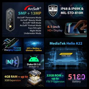 Téléphone robuste <span class=keywords><strong>Blackview</strong></span> <span class=keywords><strong>BV5200</strong></span> de qualité supérieure, 4 Go + 32 Go, batterie 5180 mAh, écran 6,1 pouces, Android 12, smartphone à bas prix, <span class=keywords><strong>Blackview</strong></span> <span class=keywords><strong>Bv5200</strong></span> - Product Image 3