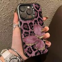 Casing HP Anti Benturan TPU Motif Kupu-kupu Pink Leopard Baru untuk IPHONE 17/16 Pro Max/15/13 Pro/12/14