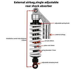 Ajustable 375mm de amortiguadores de aire de repuesto para Honda, Suzuki, <span class=keywords><strong>Yamaha</strong></span> Kawasaki ATV Go Kart Quad tierra motos deportivas - Product Image 3