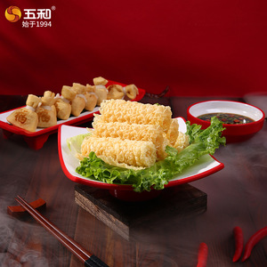 Melamine <b>Plate</b> Irregular Shape Red White Two Tone For Hot Pot Barbecue Party Use - Product Image 2