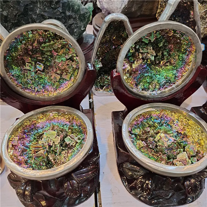 천연 금속 광석 만든 고품질 컬러 천연 비스무트 미네랄 광석 부 그릇