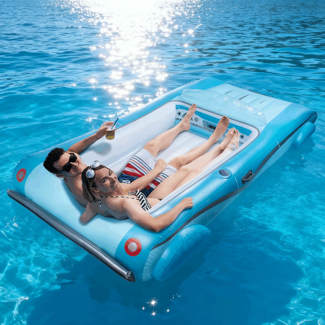 Flotador Vegan Inflatable PVC Skimboard Water Pool Pillow & Cup Holder Float Row Mat Pool Lounge Tanning Float