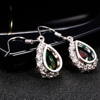 Belle goutte d'eau pierres précieuses cristal clair boucles d'oreilles filles femmes délicat argent coloré Zircon boucles d'oreilles goutte