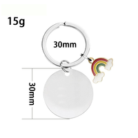 Ywyougang Mehrfarbiger Anpassbarer Logo Vintage Cartoon Edelstahl Handgefertigter Metall-Schlüsselanhänger Regenbogen-Anhänger Mode