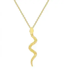 LOZRUNVE Wholesale 925 Sterling Silver Plain Testure Necklace Snake Gold Plated