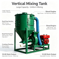 Broyeur-mélangeur de grains combiné, machine à alimentation verticale, moteur diesel 1000 kg pour le bétail