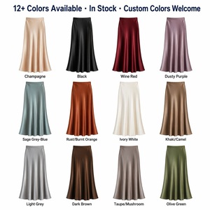 Jupe sirène en satin pour <span class=keywords><strong>femme</strong></span>, taille haute, coupe queue de poisson, unie, élégante, mi-mollet, pour soirée, 15 couleurs en stock, vente en gros, personnalisable, prête à expédier - Product Image 3