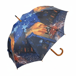 AU-02210 terrazza del caffè di Van Gogh di notte ombrellone in legno per cortili e spazi esterni - Product Image 1