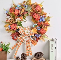 Automne Guirlande Jaune Feuille D'érable Artificielle Fleurs Décoratives Ruban Plantes pour Porte D'entrée Festive Suspendus Thanksgiving Pâques