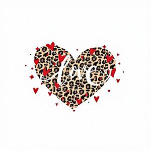 Camiseta de Jersey con Estampado de Corazón de Leopardo para el Día de San Valentín, Camiseta Informal de Manga Corta para Mujer, 100% Algodón, Regalo de Moda para Primavera/Verano - Product Image 1