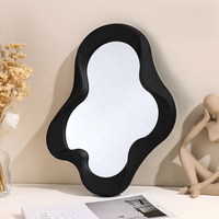 Miroir de table pliable mural moderne et créatif en plastique, miroirs décoratifs, bordure ondulée irrégulière, blanc, chambre à coucher, salon
