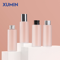 Bouteille à bouchon à vis en plastique de luxe en gros durable 100ml bouteille de toner PET cosmétique givrée pour produit de soin de la peau