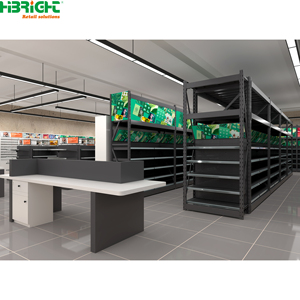 Highbright Retail Gondola <b>Shelves</b> 5-Tier Wood Solid Freestanding Heavy Duty Supermarket <b>Rack</b> with Back Vertical Display - Product Image 6