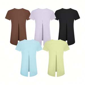 Camisetas de talla grande para mujer, venta al por mayor, camisetas y tops informales para correr con corte holgado para yoga y entrenamiento - Product Image 2