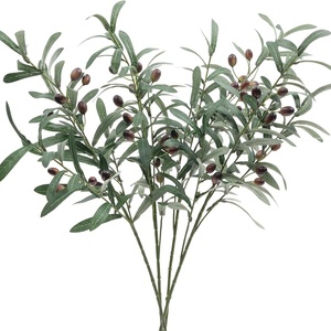 Ramas de olivo artificiales realistas de alta calidad con frutos, plantas verdes para decoración del hogar, flores artificiales al por mayor - Product Image 5