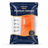 Sachet d'emballage sous vide personnalisé pour saumon, haute barrière, pour produits de la mer congelés, avec fenêtre, idéal pour l'emballage du poisson