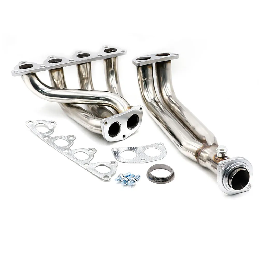 JDM T-304 Stainless Steel Header Down Exhaust Pipe Polish For 2001-2005 Civic EX