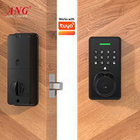 Serrure de porte intelligente à alarme anti-effraction avec clavier numérique, biométrique, compatible Tuya Wifi, télécommande automatique, en alliage d'aluminium