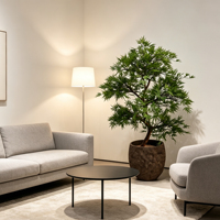Arbre artificiel en faux plumes de frêne sur mesure, fait main, pour la décoration de meubles, de galeries, d'hôtels et de villas